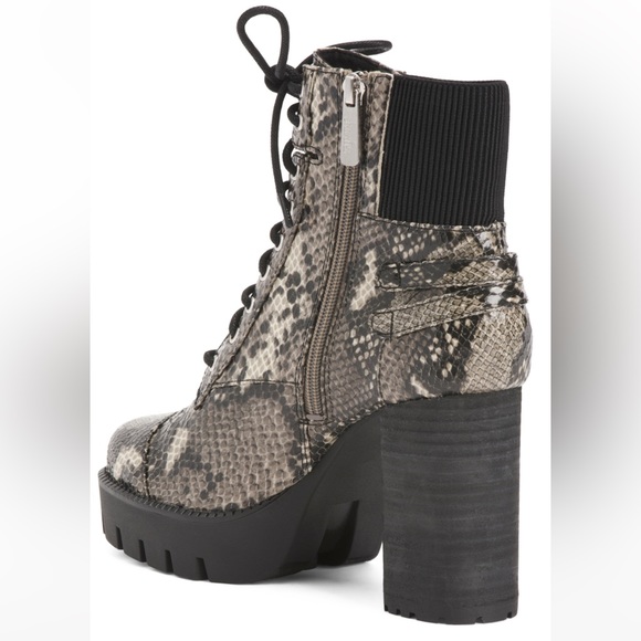 CHARLES BY CHARLES DAVID Snakeskin Print Lace Up Heel Booties - Picture 2 of 5